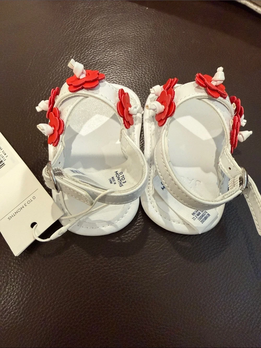 Janie and Jack baby girl’s red flower sandals size 0-3 months NWT